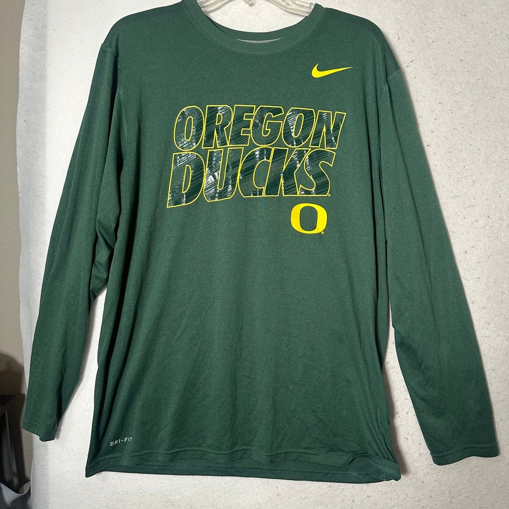 Nike Oregon Ducks Dri-FIT Long Sleeve Shirt Mens Large Green NCAA Fan Gear